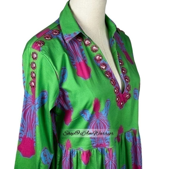 Tuckernut Sheridan French zebra print empire waist mini dress *shop@iamwarrior - Picture 4 of 12